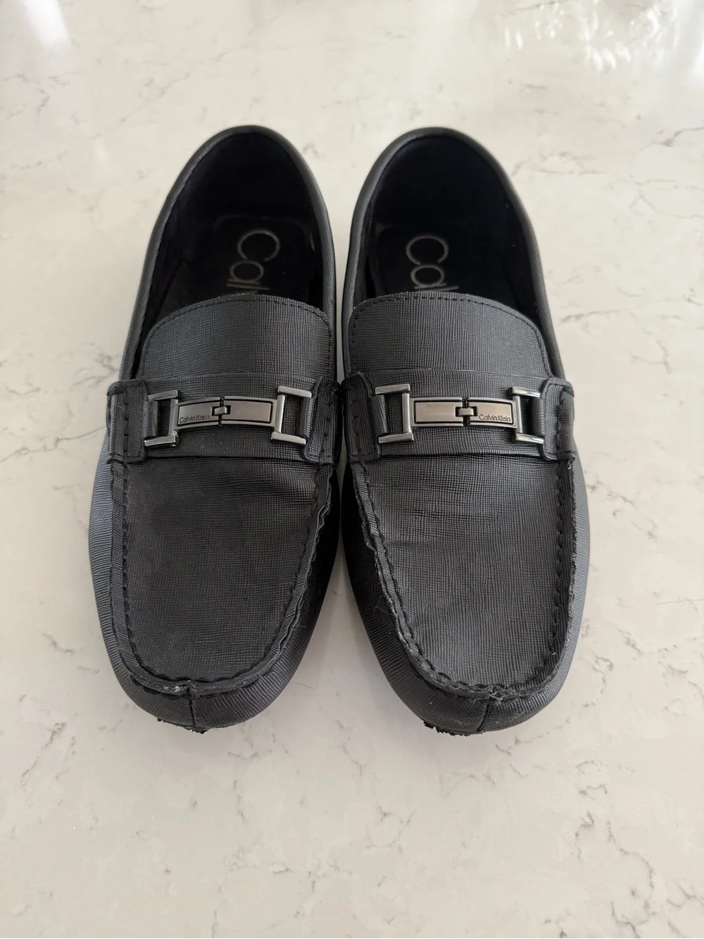 Calvin Klein Charcoal Black Metal-Bit Driving Loafers